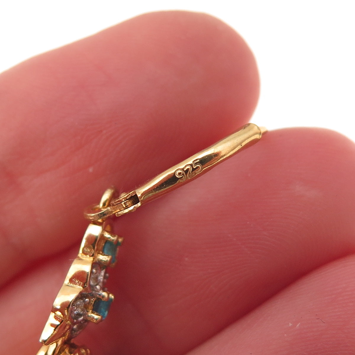 Chuck Clemency 925 Sterling Gold Plated Real Turquoise Apatite & Topaz Earrings