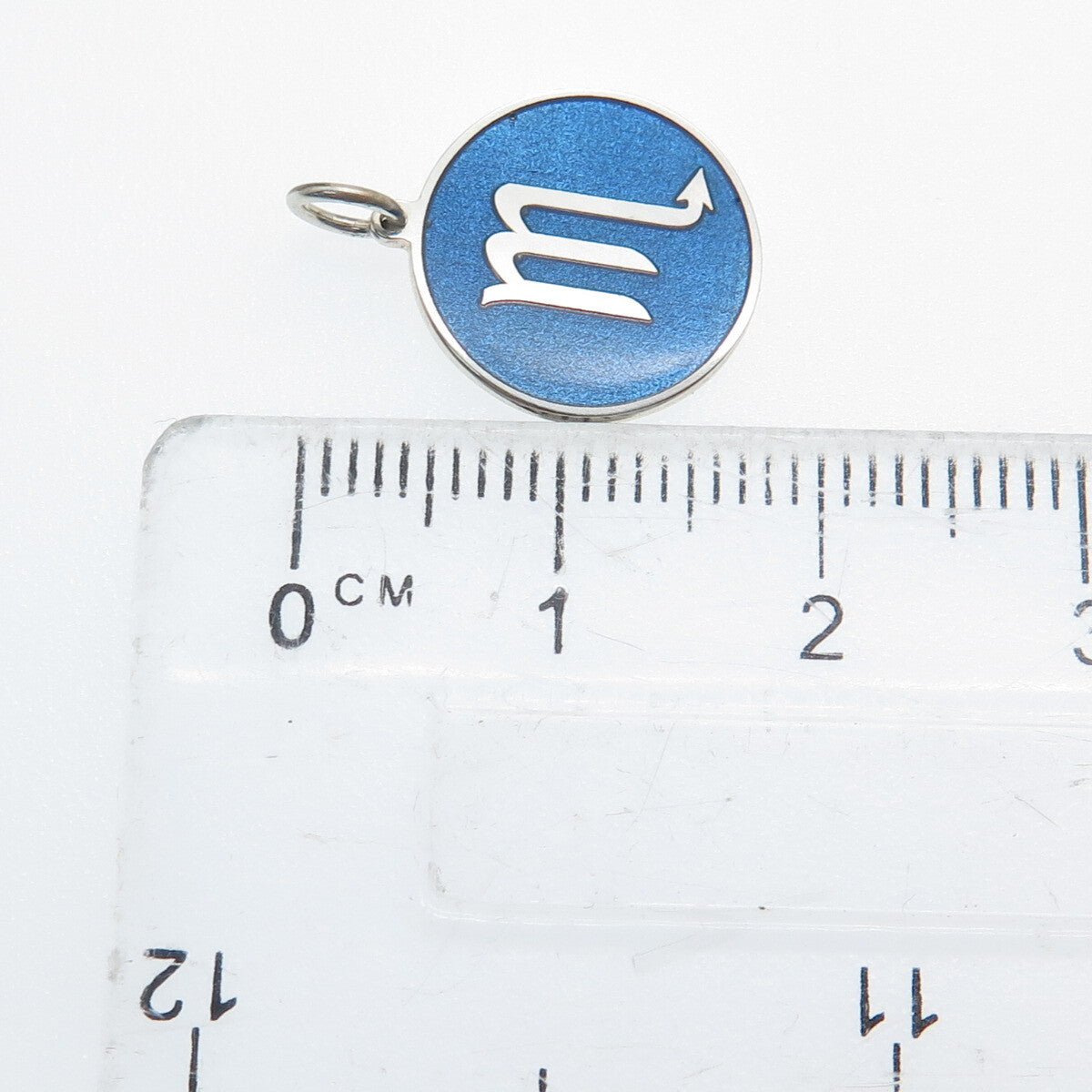 925 Sterling Silver Blue Enamel Scorpio Zodiac Sign Minimalist Charm Pendant