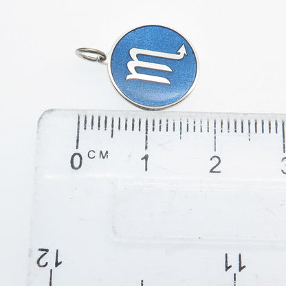 925 Sterling Silver Blue Enamel Scorpio Zodiac Sign Minimalist Charm Pendant