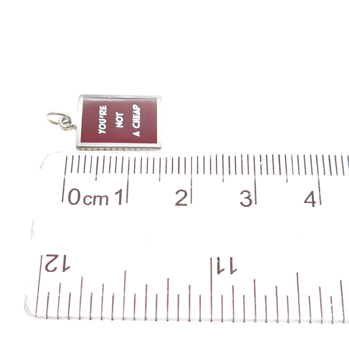 925 Sterling Silver Red Enamel You're Not A Cheap Minimalist Charm Pendant