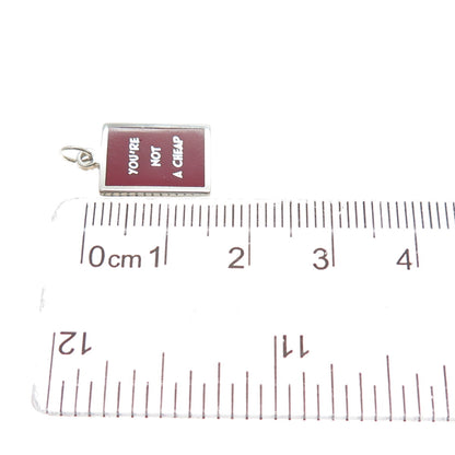 925 Sterling Silver Red Enamel You're Not A Cheap Minimalist Charm Pendant