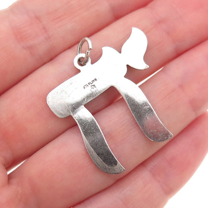 Rand & Paseka 925 Sterling Silver Vintage Chai Judaica Oxidized Charm Pendant