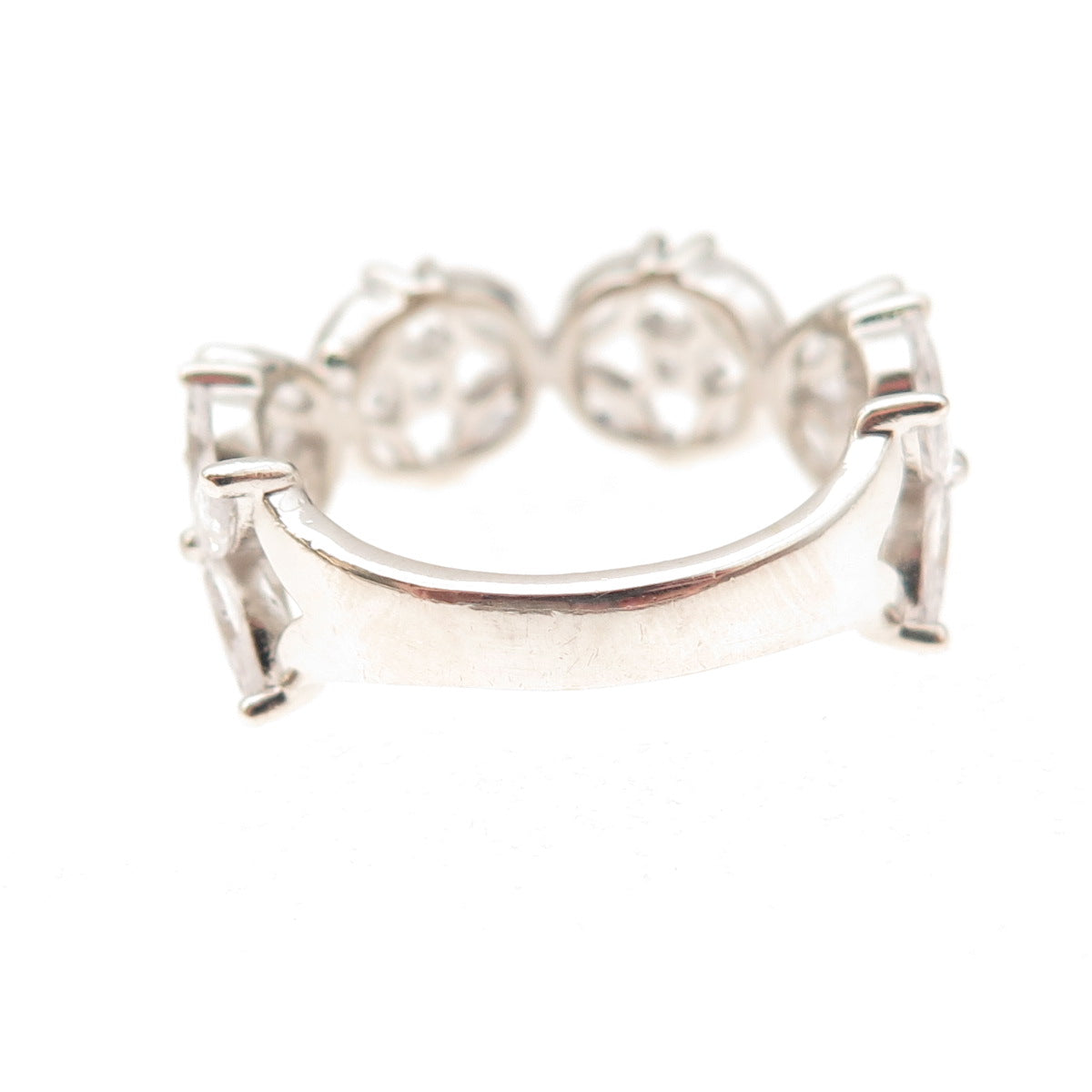 Jeulia 925 Sterling Silver Marquise & Round-Cut C Z Floral Ring Size 8