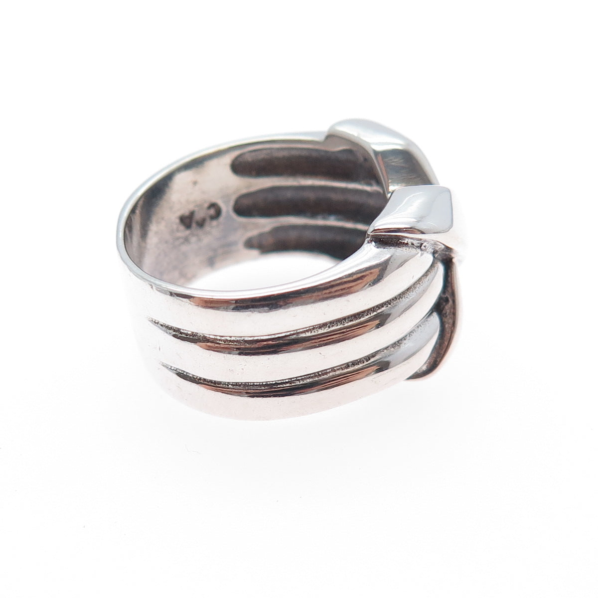 CHATEAU D'ARGENT 925 Sterling Silver Vintage Modernist X Shape Ring Size 6.25