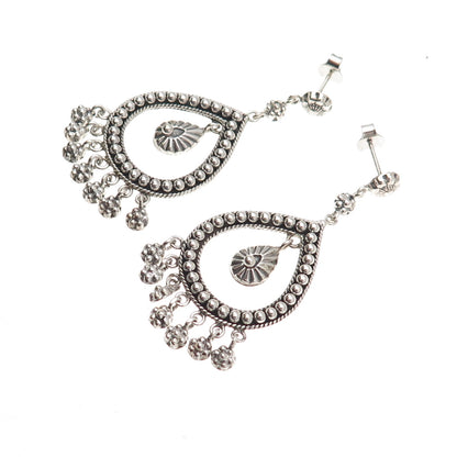 DP Doug Paulus 925 Sterling Silver Vintage Beaded Teardrop Dangle Earrings