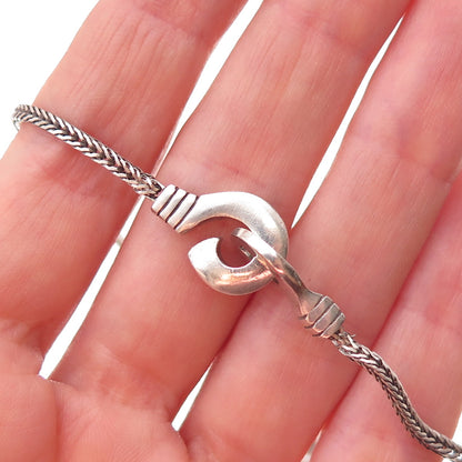 Lisa Jenks 925 Sterling Silver Vintage Multi-Charm Spiga Chain Necklace 16"