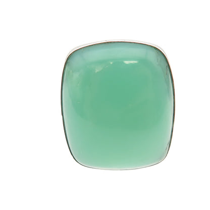 925 Sterling Silver Vintage Real Cabochon Chrysoprase Ring Size 7.75