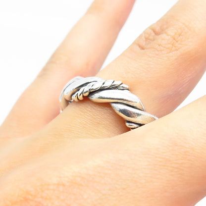 925 Sterling Silver Vintage Twisted Band Ring Size 9.75