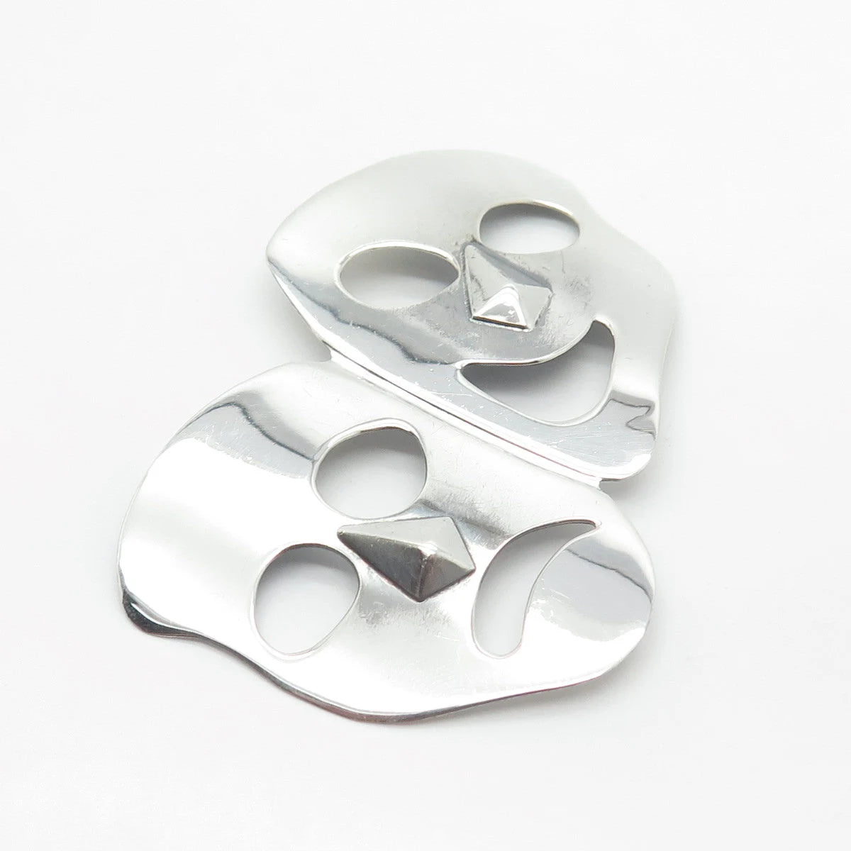 925 Sterling Silver Vintage Sock & Buskin Tragedy Comedy Mask Pin Brooch