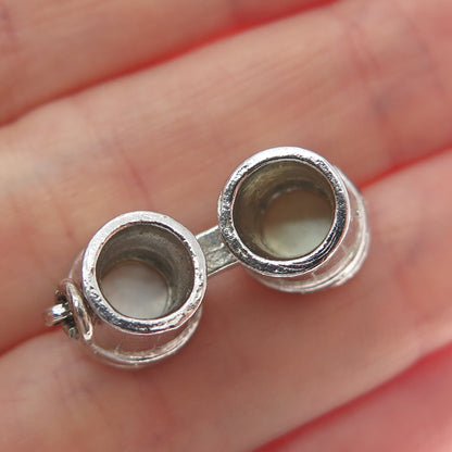 925 Sterling Silver Vintage Real MOP Bongos Drums Minimalist 3D Charm Pendant