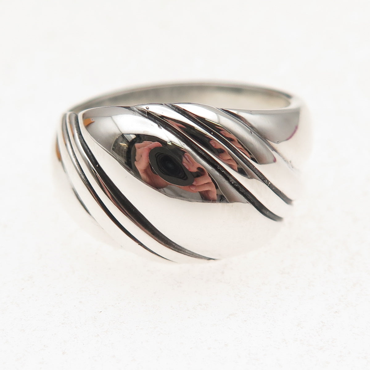 Kabana 925 Sterling Silver Vintage Modernist Oxidized Ring Size 10.25