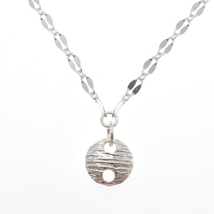 925 Sterling Silver Vintage Italy Modernist Disc Coffee Bean Chain Necklace 16"