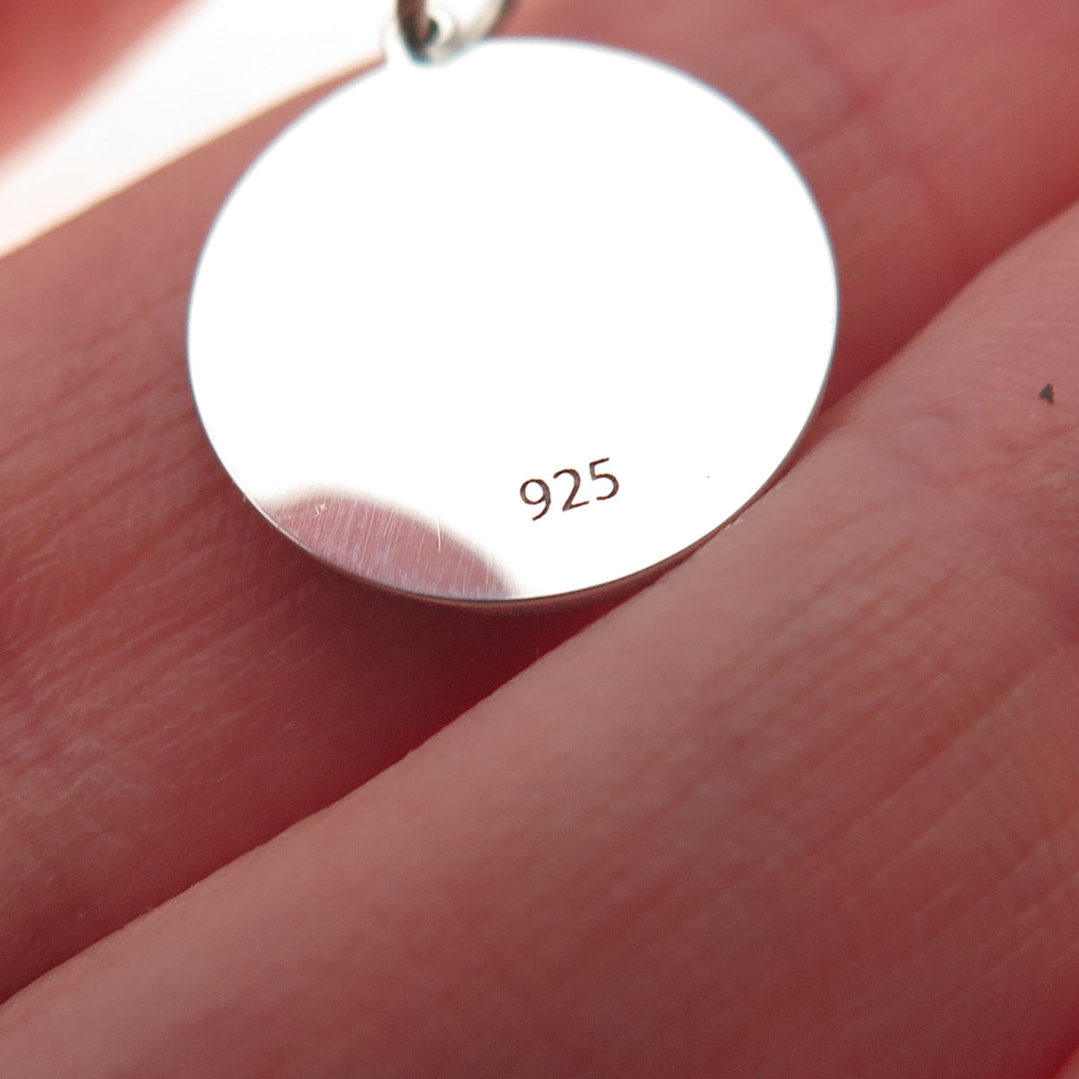925 Sterling Silver Purple Enamel Compass Round Tag Mini Charm Pendant