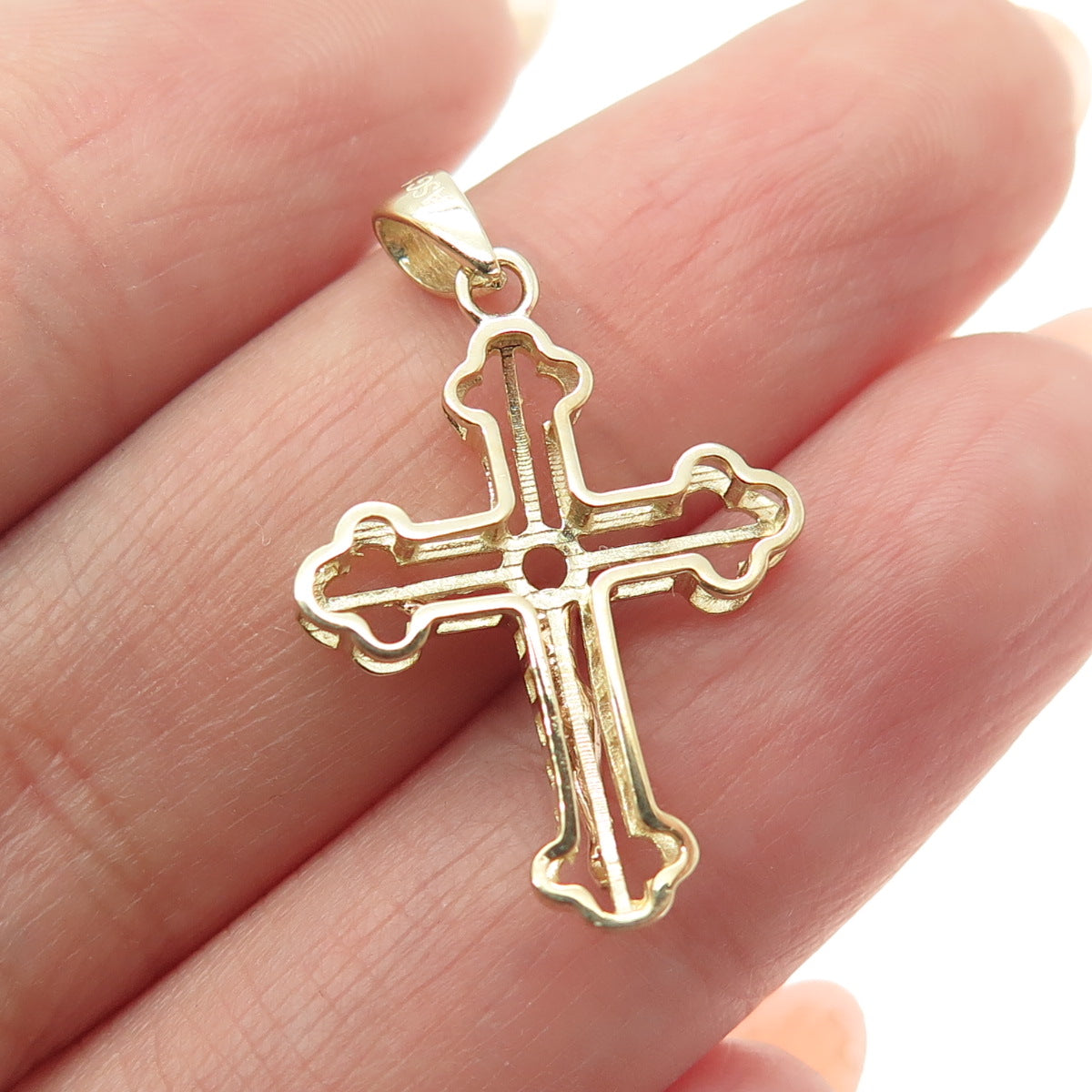 14K Yellow Rose & White Gold Crucifix Cross Religious Charm Pendant