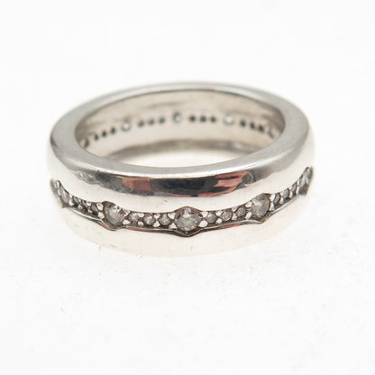 925 Sterling Silver Round-Cut C Z All Around Eternity Band Ring Size 7