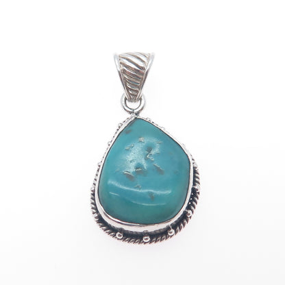 925 Sterling Silver Vintage Real Tyrone Turquoise Charm Pendant