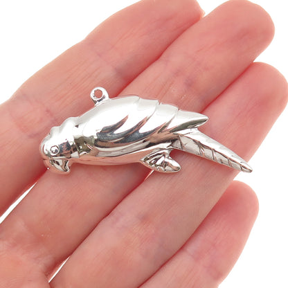 925 Sterling Silver Vintage Parrot Bird Charm Pendant