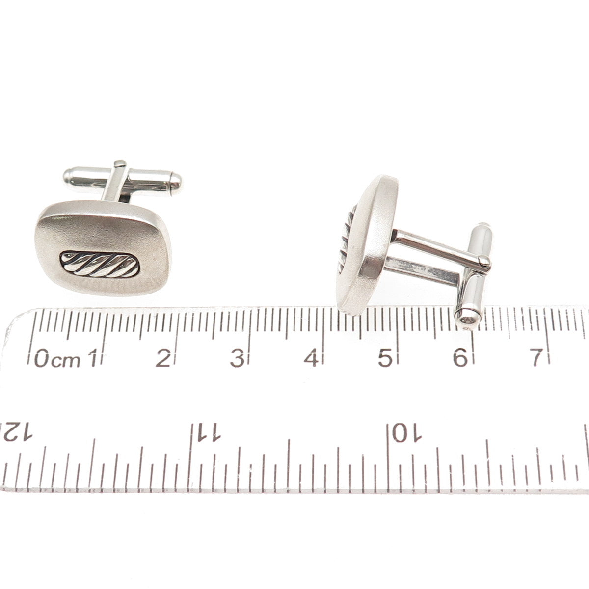 David Yurman 925 Sterling Silver Vintage Classic Cable Cushion Cufflinks