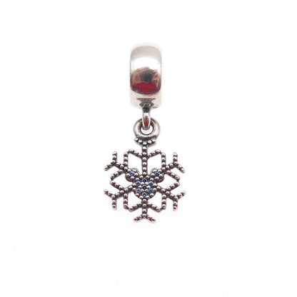 Pandora 925 Sterling Silver Blue C Z Snowflake Dangle Charm