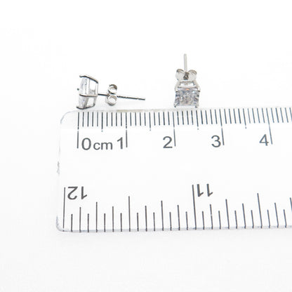 DBJ DEE BERKLE 925 Sterling Silver Princess-Cut C Z Stud Earrings