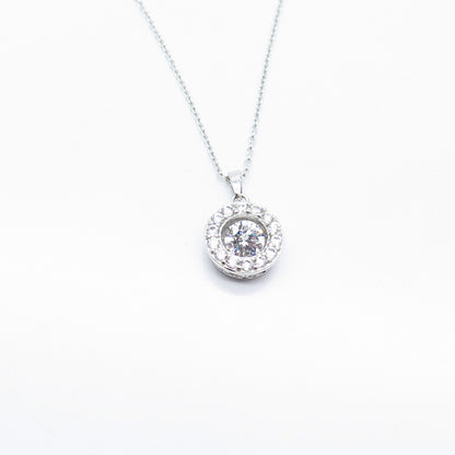 925 Sterling Silver Round-Cut C Z Rolo Chain Necklace 18"