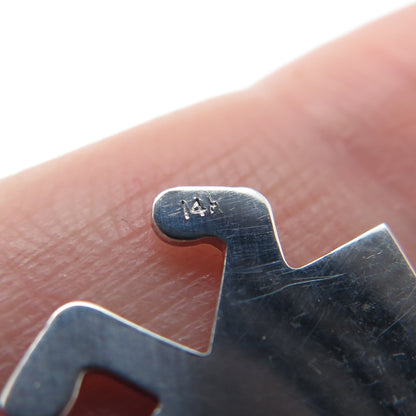 14K Gold & 925 Sterling Silver Vintage Italy Boy & Girl Kiss Charm Pendant