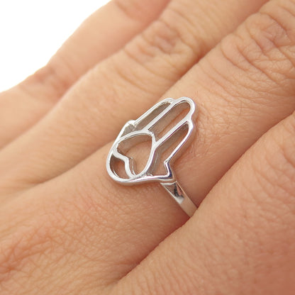 925 Sterling Silver Hamsa Amulet Ring Size 7