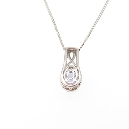 Chuck Clemency 925 Sterling Silver Real Tanzanite White Topaz Chain Necklace 20"