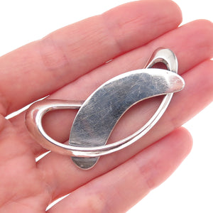 Beau 925 Sterling Silver Vintage Modernist Oxidized Pin Brooch