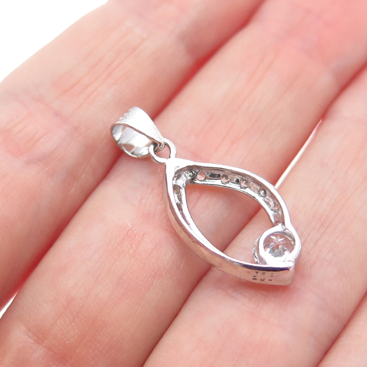 925 Sterling Silver Round-Cut C Z Minimalist Charm Pendant