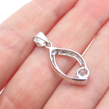925 Sterling Silver Round-Cut C Z Minimalist Charm Pendant