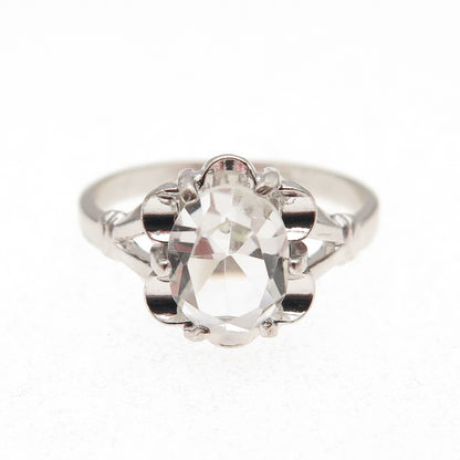 Vargas 925 Sterling Silver Antique Art Deco Rhinestone Engagement Ring Size 6.5