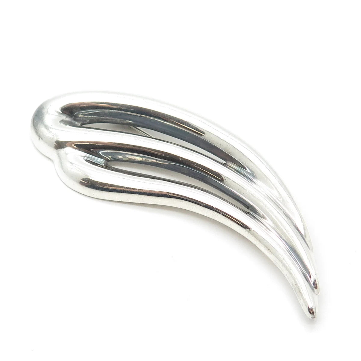 925 Sterling Silver Vintage Zina Ribbed Pin Brooch