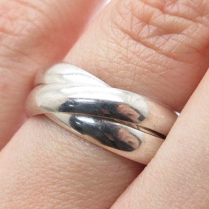 GOLDMAN KOLBER Sterling Silver Vintage Italy Interlocked Trinity Ring Size 6.5