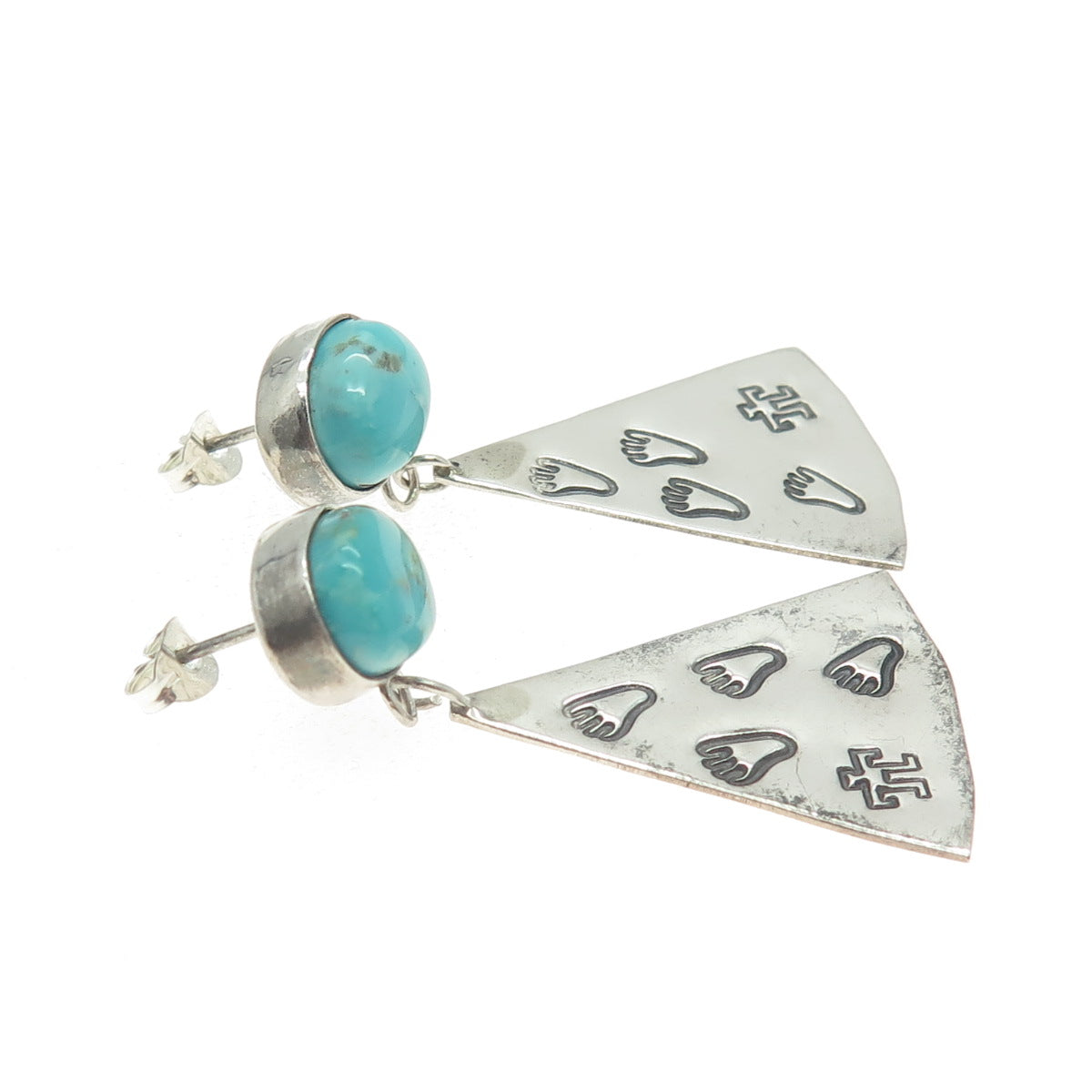 MARY CHAVEZ & KAY JOHNSON Old Pawn 925 Sterling Silver Turquoise Tribal Earrings