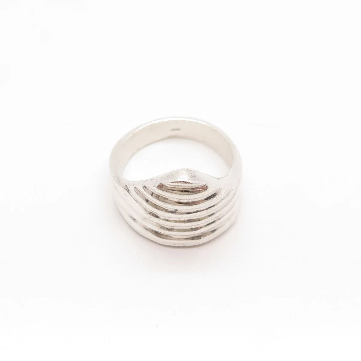 925 Sterling Silver Vintage Mexico Ribbed Shark Fin Statement Ring Size 7.75