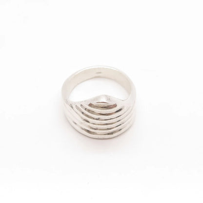 925 Sterling Silver Vintage Mexico Ribbed Shark Fin Statement Ring Size 7.75