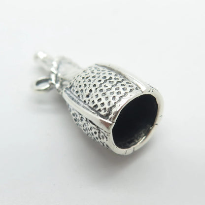 925 Sterling Silver Vintage Champagne Bottle Charm Pendant