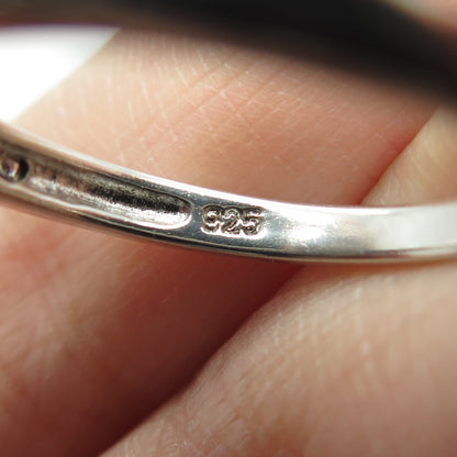 925 Sterling Silver Real Cabochon Prehnite & Round-Cut C Z Ring Size 9