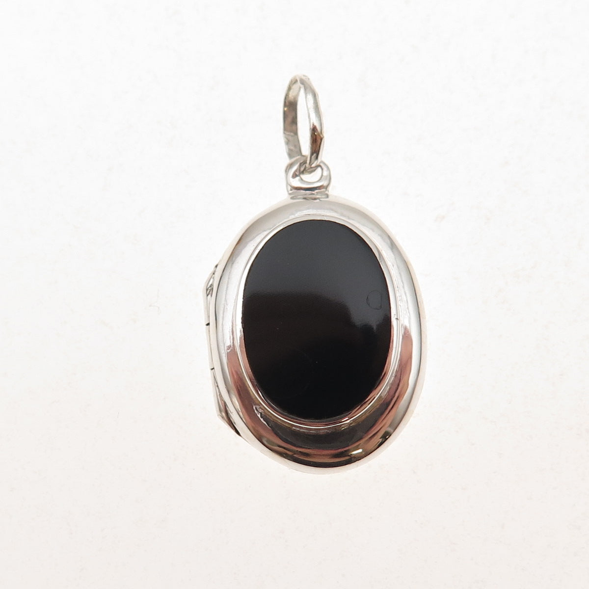 925 Sterling Silver Vintage Real Black Onyx Oxidized Locket Charm Pendant