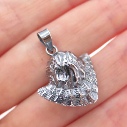 925 Sterling Silver Vintage Cherub Oxidized Minimalist Charm Pendant