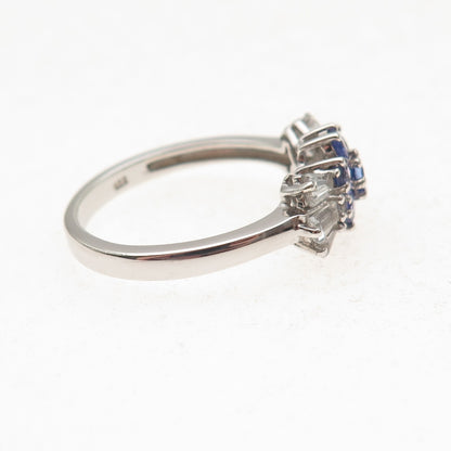 Chuck Clemency 925 Sterling Silver Real Tanzanite & White Topaz Ring Size 8.25
