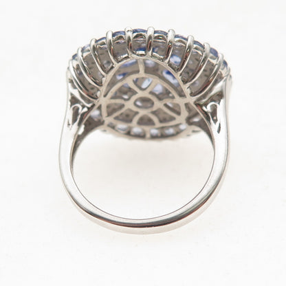 Chuck Clemency 925 Sterling Silver Real Tanzanite & White Topaz Ring Size 8