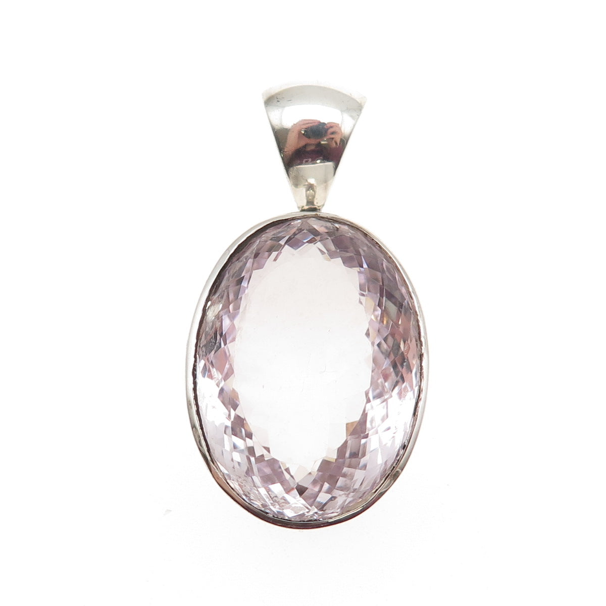 925 Sterling Silver Vintage Real Oval-Cut Amethyst Pendant