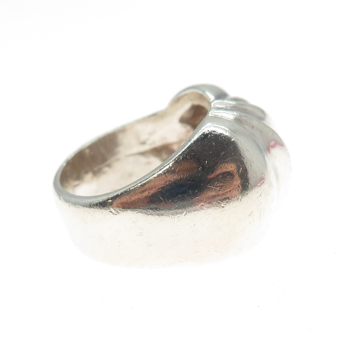 925 Sterling Silver Vintage Mexico Modernist Ribbed Dome Ring Size 7