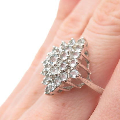 ROSS SIMONS 925 Sterling Silver Vintage Real Round-Cut Blue Topaz Ring Size 8