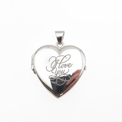 925 Sterling Silver Italy I Love You Heart Locket Charm Pendant