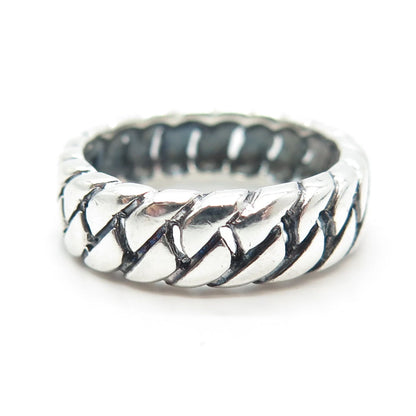 925 Sterling Silver Vintage Cuban Chain Band Ring Size 7.75