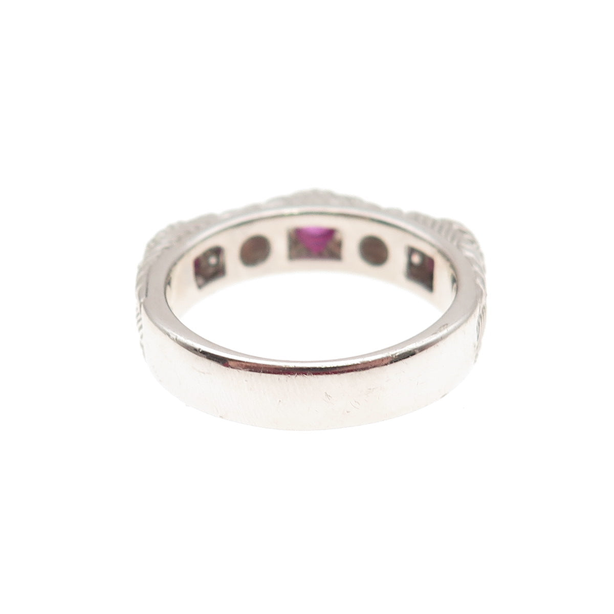 JUDITH RIPKA 925 Sterling Silver Real Ruby & C Z Ring Size 7 (missing 1 C Z)