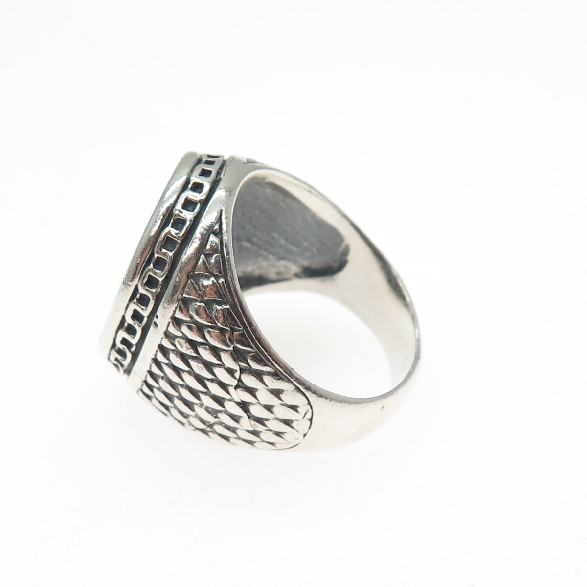 950 Silver Vintage Cross Oxidized Signet Ring Size 9.75